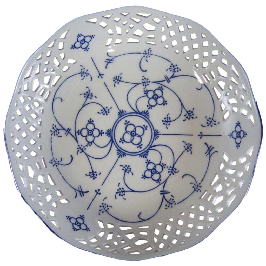 [151204892] Schale Durchbrucharbeit 19 cm Marienbad Ingres Weiss Indisch Blau gebraucht - sehr gut