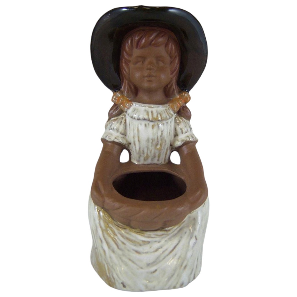 [1512181016] Schirmer Blumenmädchen Tischblumenhalter Tischvase Figur Skulptur Keramik H 14cm