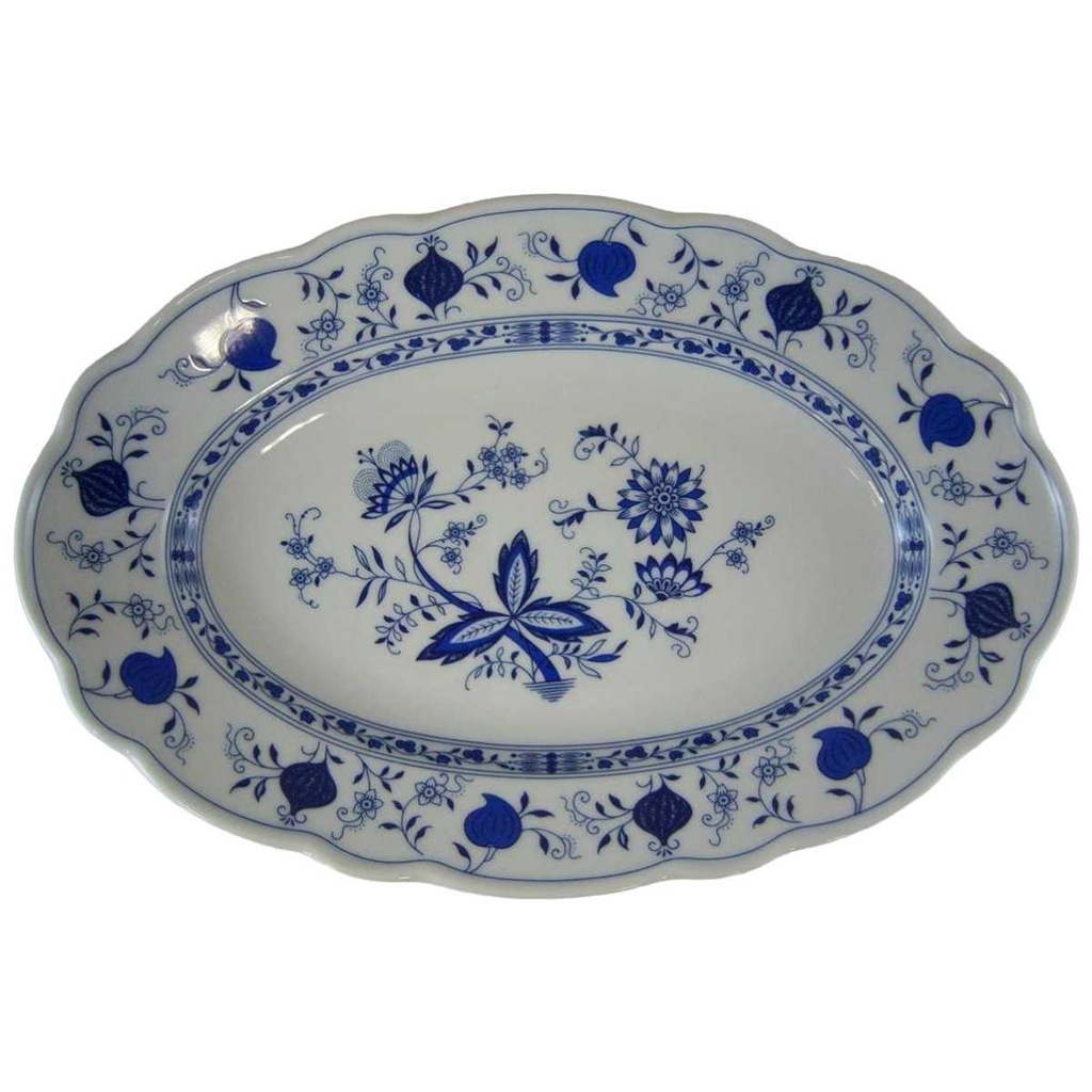 [1512231033] Fleischplatte Steakplatte 32x21 cm Marienbad Ingres Weiss Zwiebelmuster gebraucht - sehr gut