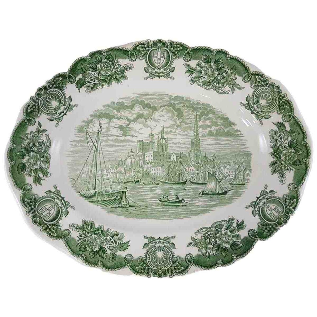 [16010511] Servierplatte Speiseplatte Fleischplatte Steakplatte Bristol Hull Ramsgate Historical Ports of England Grün gebraucht - gut