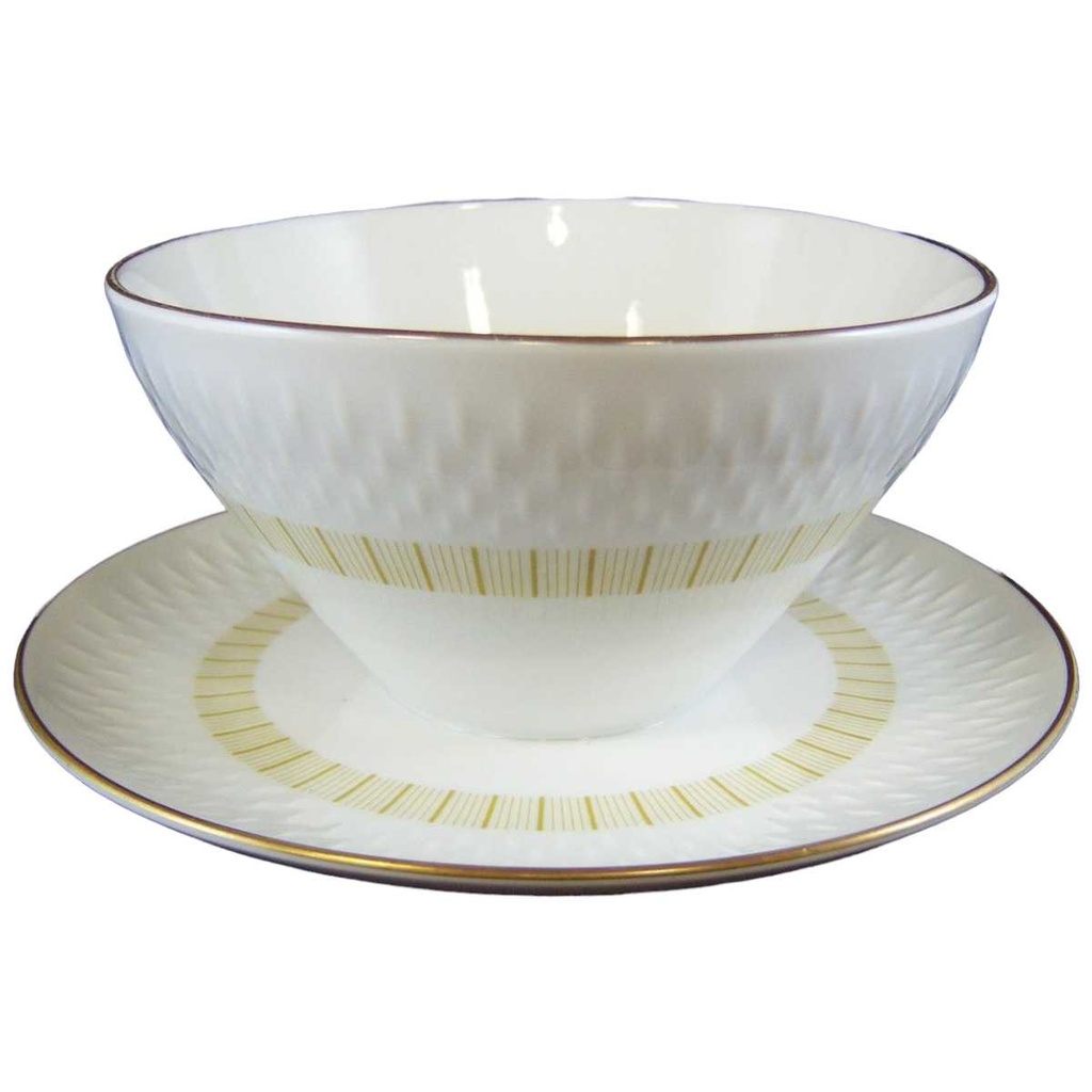 [16011478] Sauciere mit Teller Goldrand 1tlg Edelstein Bavaria gebraucht - gut