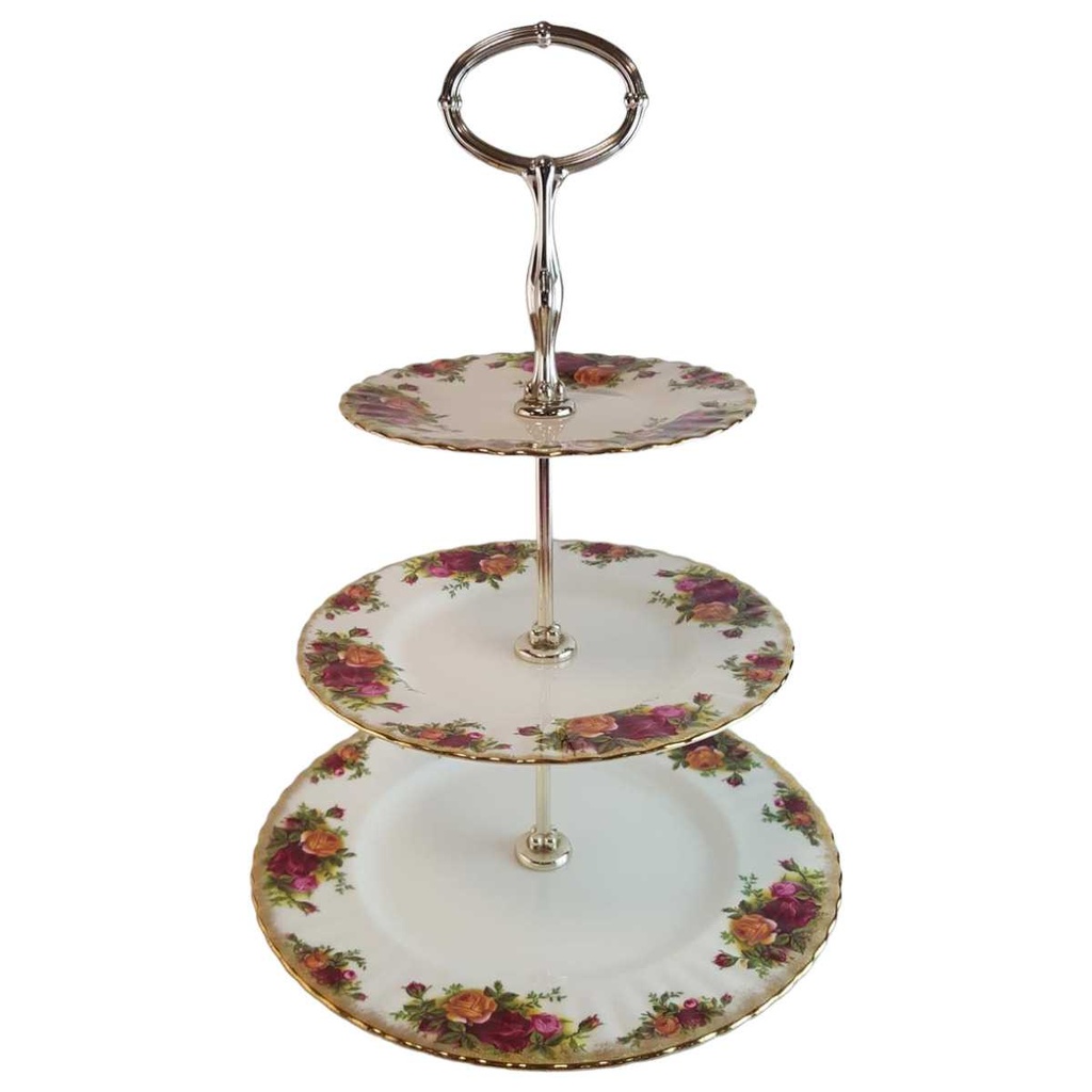[16080900219] Etagere 3stöckig Royal Albert Old Country Roses gebraucht - sehr gut