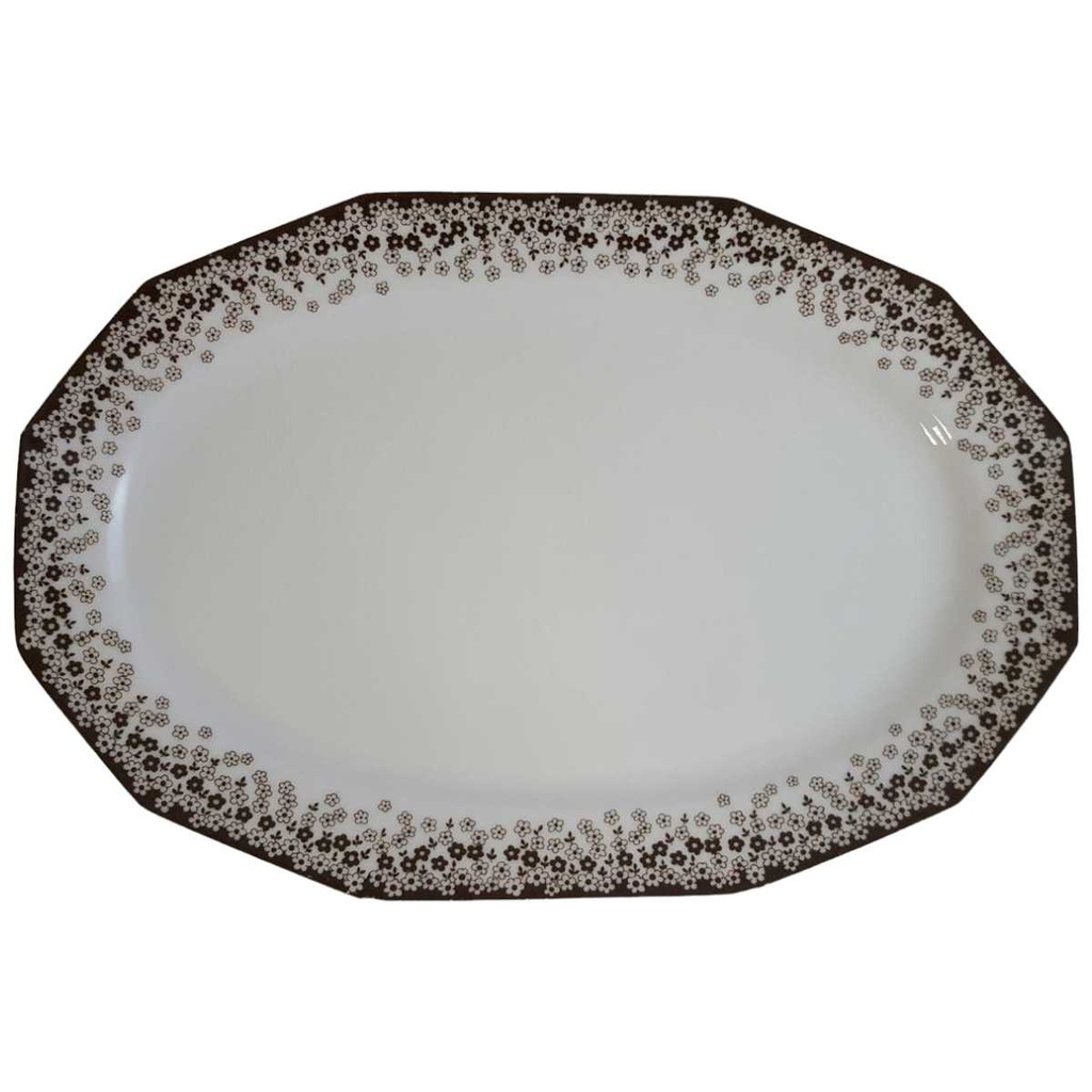 [16081300265] Servierplatte 32,5x22 cm Winterling Kirchenlamitz Florida braune Blümchen gebraucht - gut