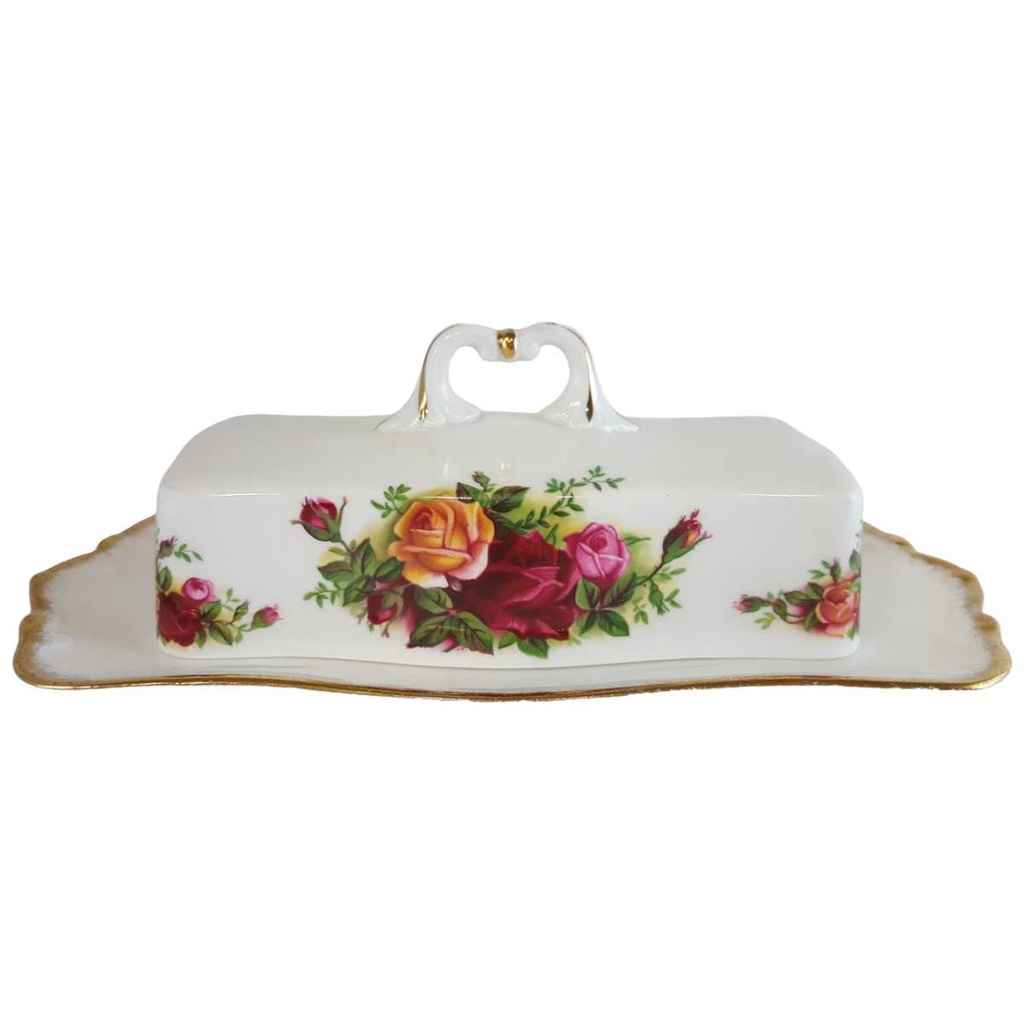 [16081700280] Butterdose für Rollenbutter Rarität Royal Albert Old Country Roses gebraucht - sehr gut