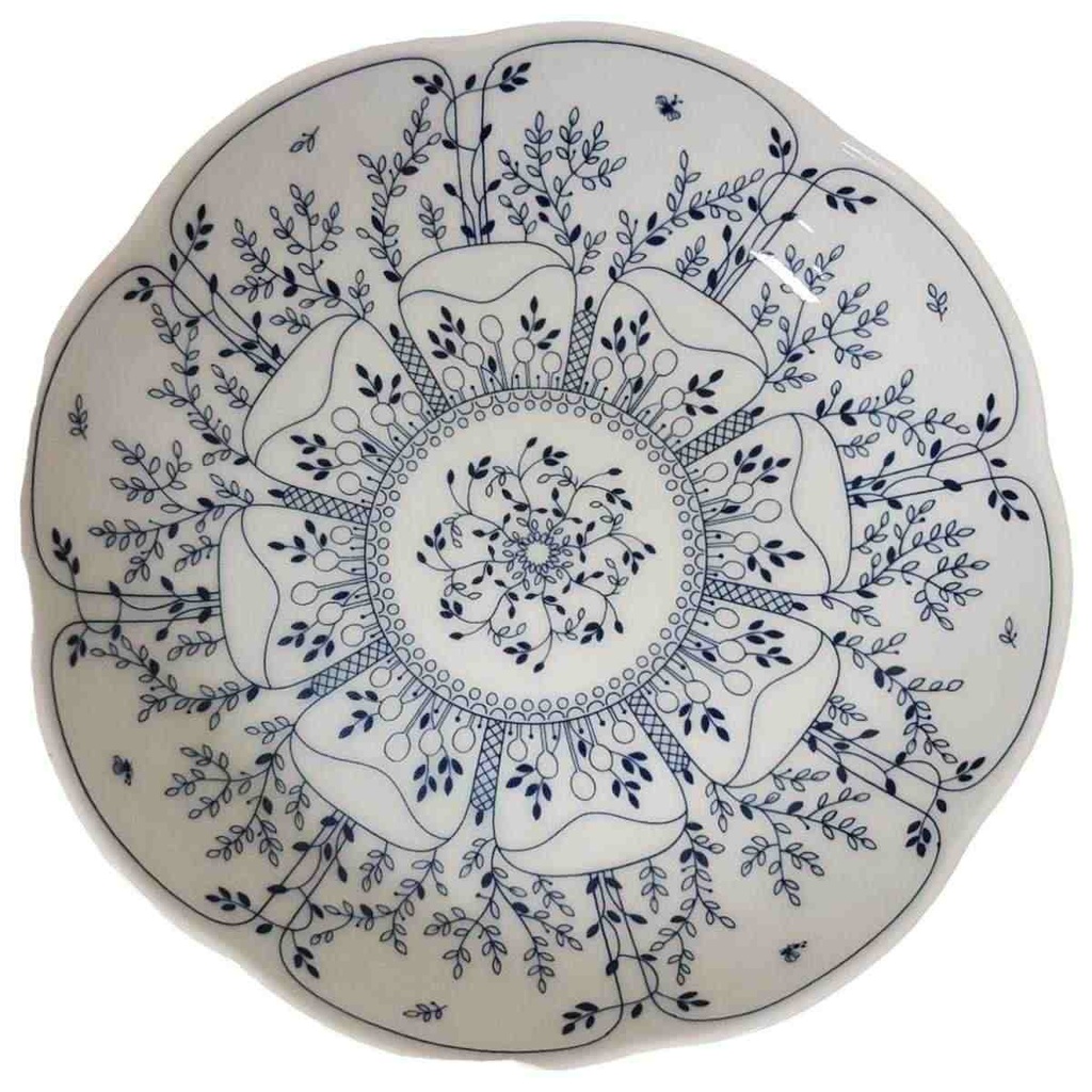 [16081800287] Gebäckschale 21 cm Tirschenreuth Fleur Blätterzauber Blau gebraucht - sehr gut