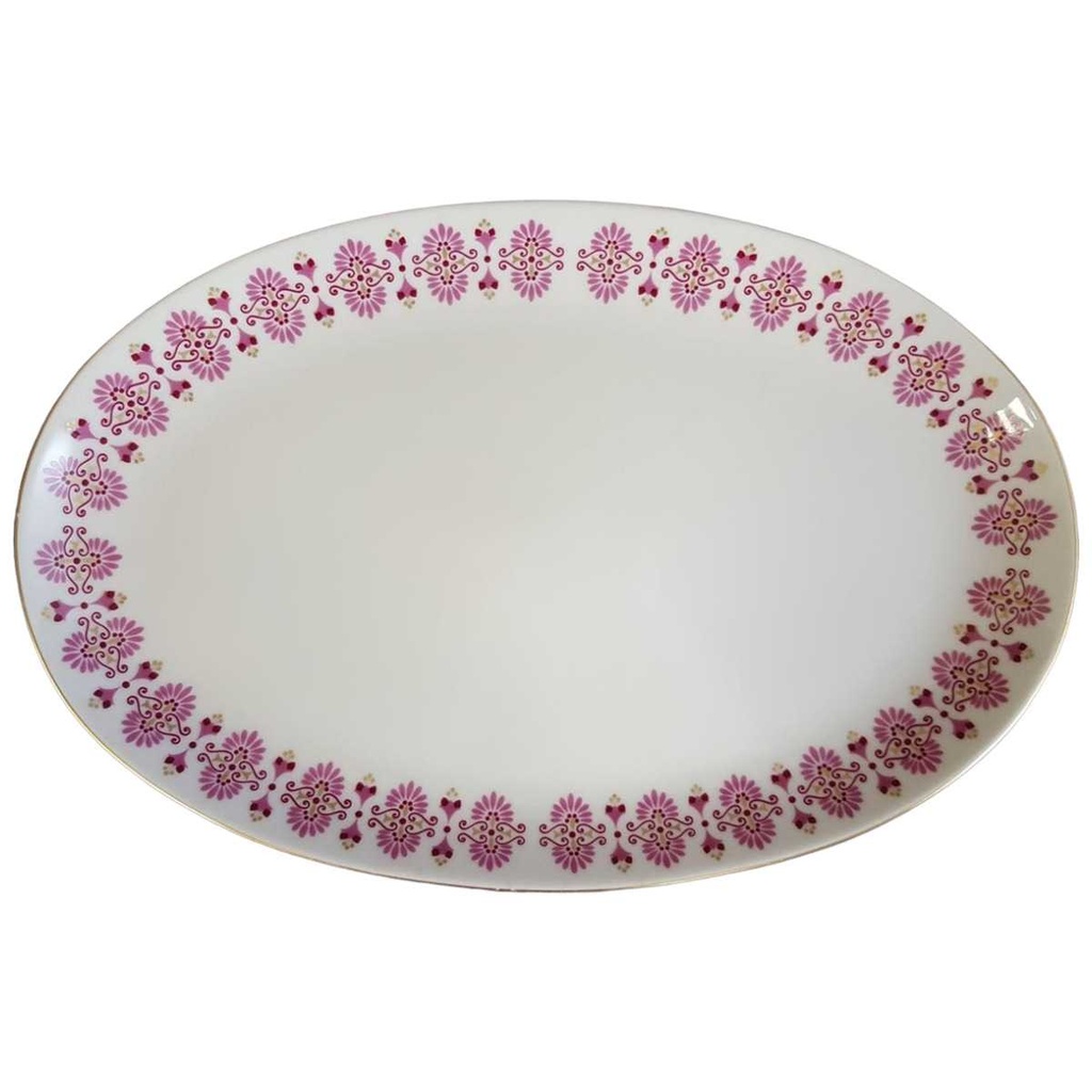 [16081800297] Servierplatte Speiseplatte Fleischplatte Steakplatte 32x21 cm Graf von Henneberg Pink Gold gebraucht - gut