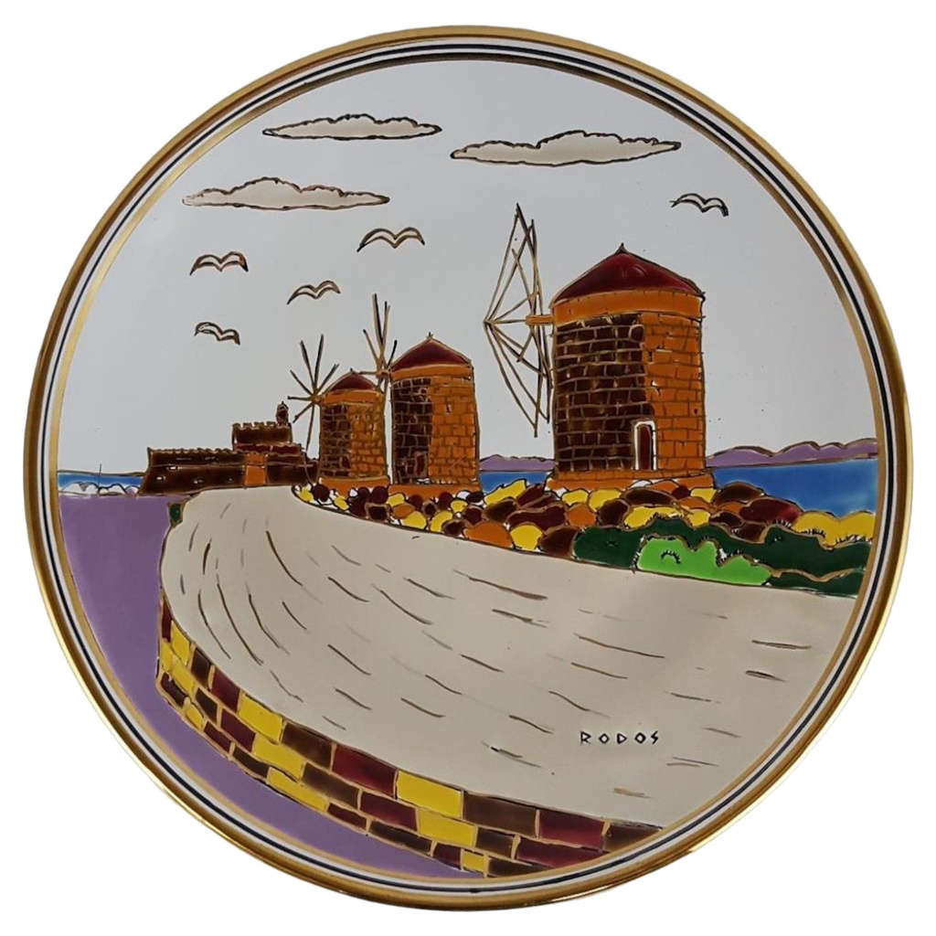 [161208411] Neofitou Keramik Rodos Wandteller Sammelteller Handarbeit D 24,5 cm