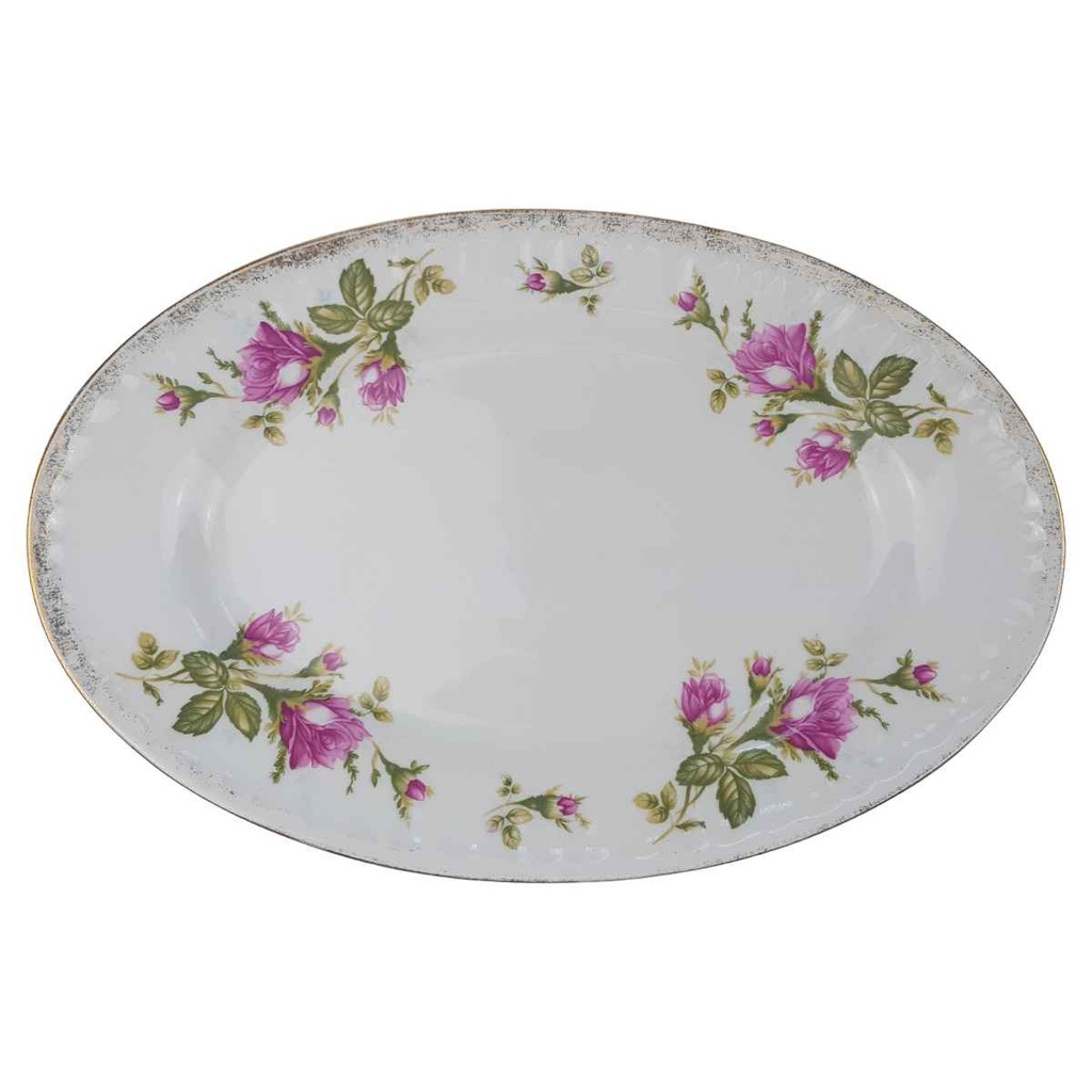 [1780528] Servierplatte 33,3x22 cm Chodziez Moosrose Goldrand gebraucht - gut