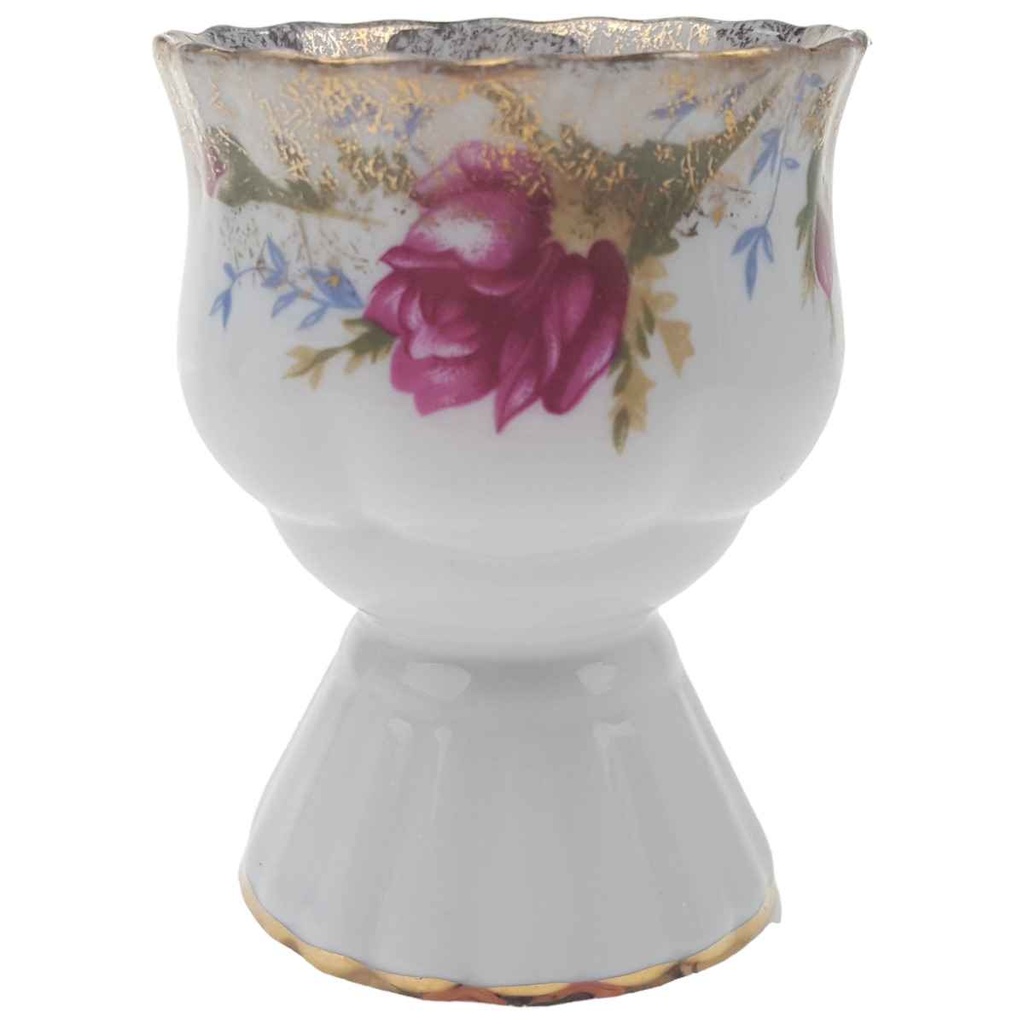 [1780532] Eierbecher auf Fuß Chodziez Moosrose Goldrand gebraucht - gut