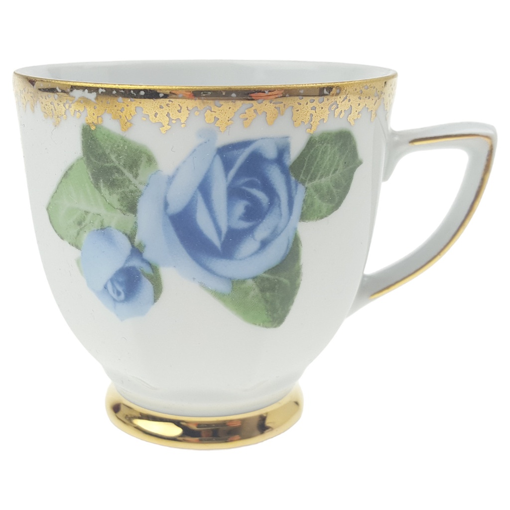 [1780587T] Tasse Winterling Marktleuthen Blumendekor Blau Goldrand