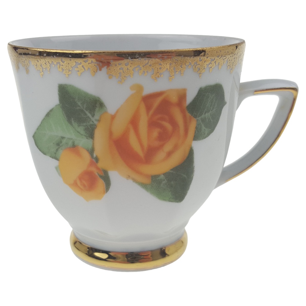 [1780588T] Tasse Winterling Marktleuthen Blumendekor Gelb Goldrand