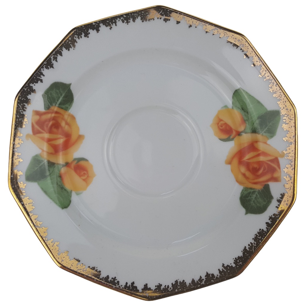 [1780588U] Untertasse 14 cm Winterling Marktleuthen Blumendekor Gelb Goldrand