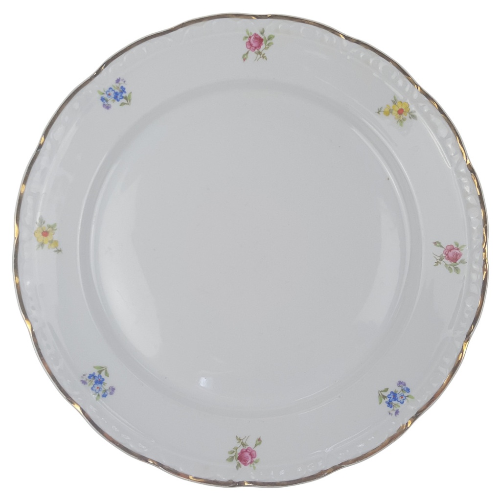 [1780614] Speiseteller 23,7 cm Apulum Streublümchen Goldrand gebraucht - akzeptabel