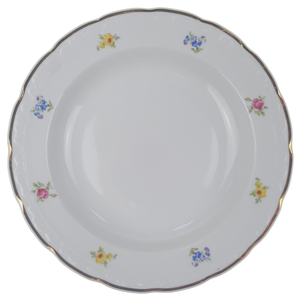 [1780615] Suppenteller 21,8 cm Apulum Streublümchen Goldrand gebraucht - gut