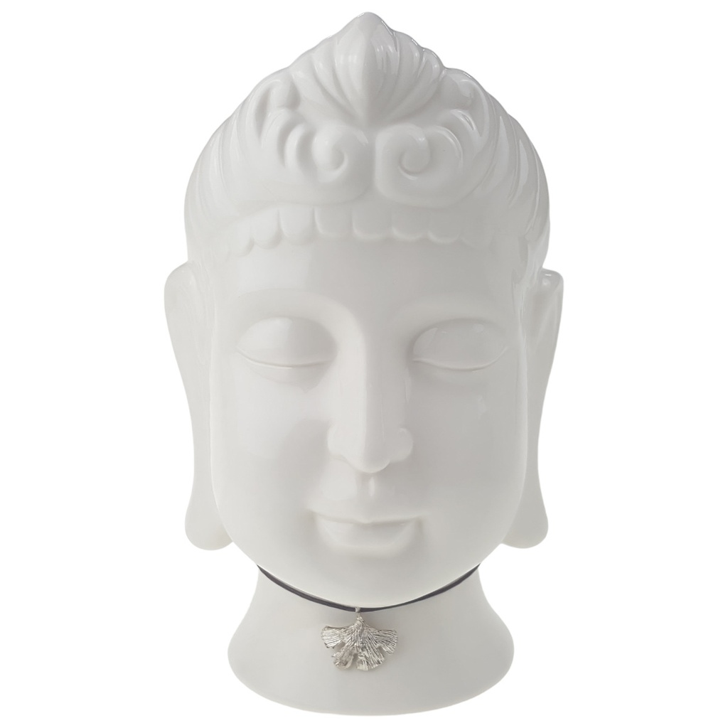[1780672] Blumenübertopf Buddha-Kopf Gilde Dreamlight weiß H 24,5 cm
