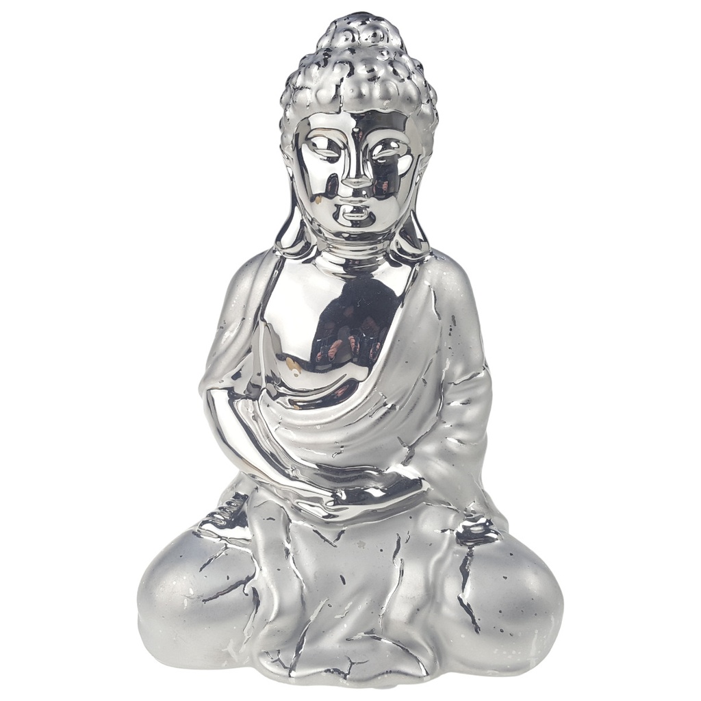 [1780680] Skulptur Figur Buddha sitzend Gilde Dreamlight Silber H 24,5 cm