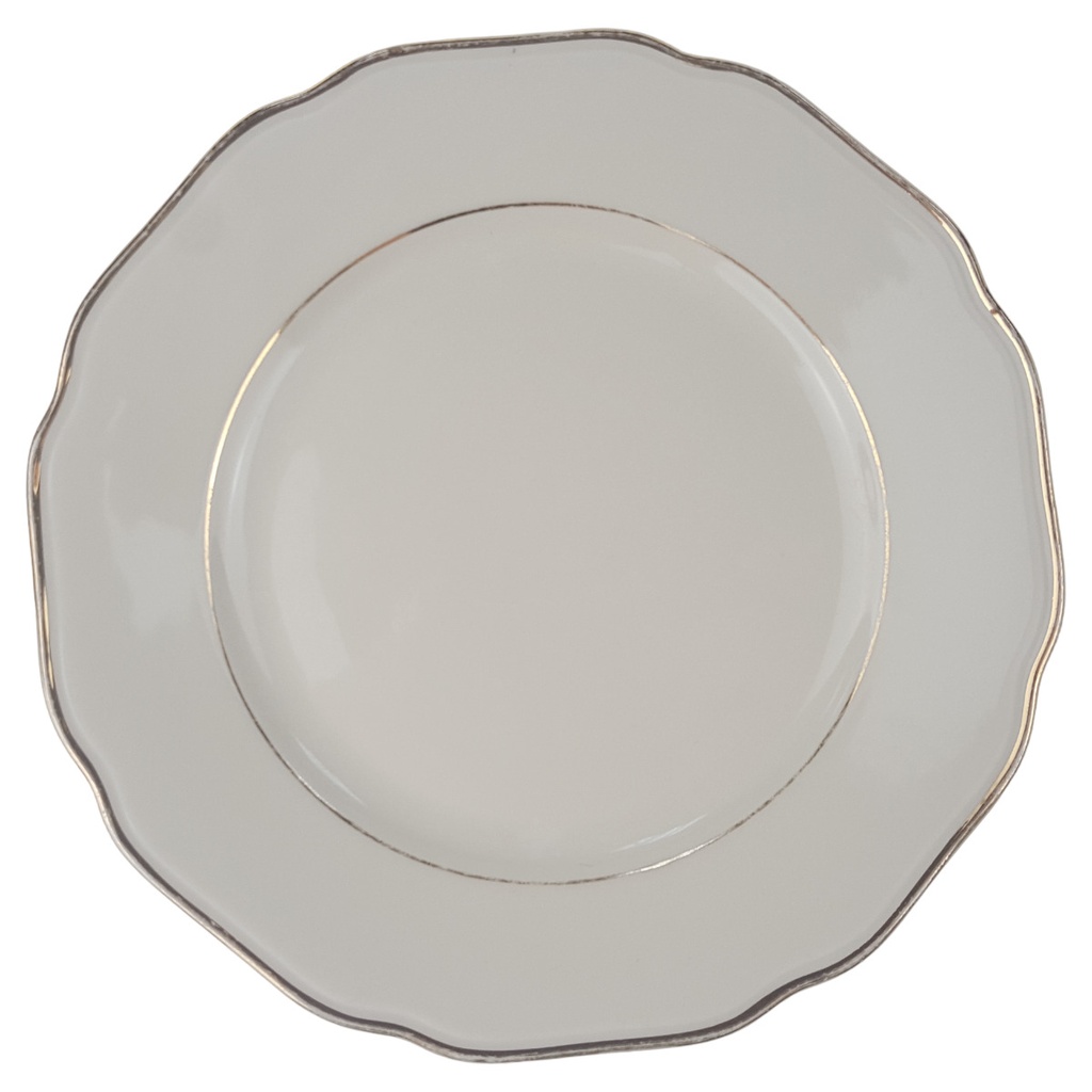 [1780695] Kuchenteller 18,5 cm Schaller Goldrand elfenbein Wellenrand Beige gebraucht - akzeptabel