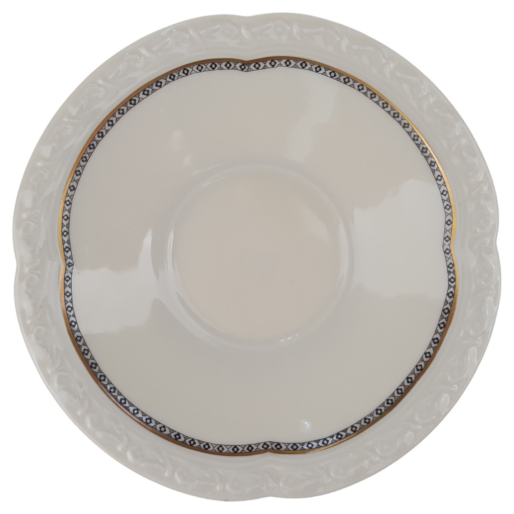 Untertasse für Tee 15 cm Edelstein Frauenlob Elfenbein Goldrand 6965 gebraucht - sehr gut