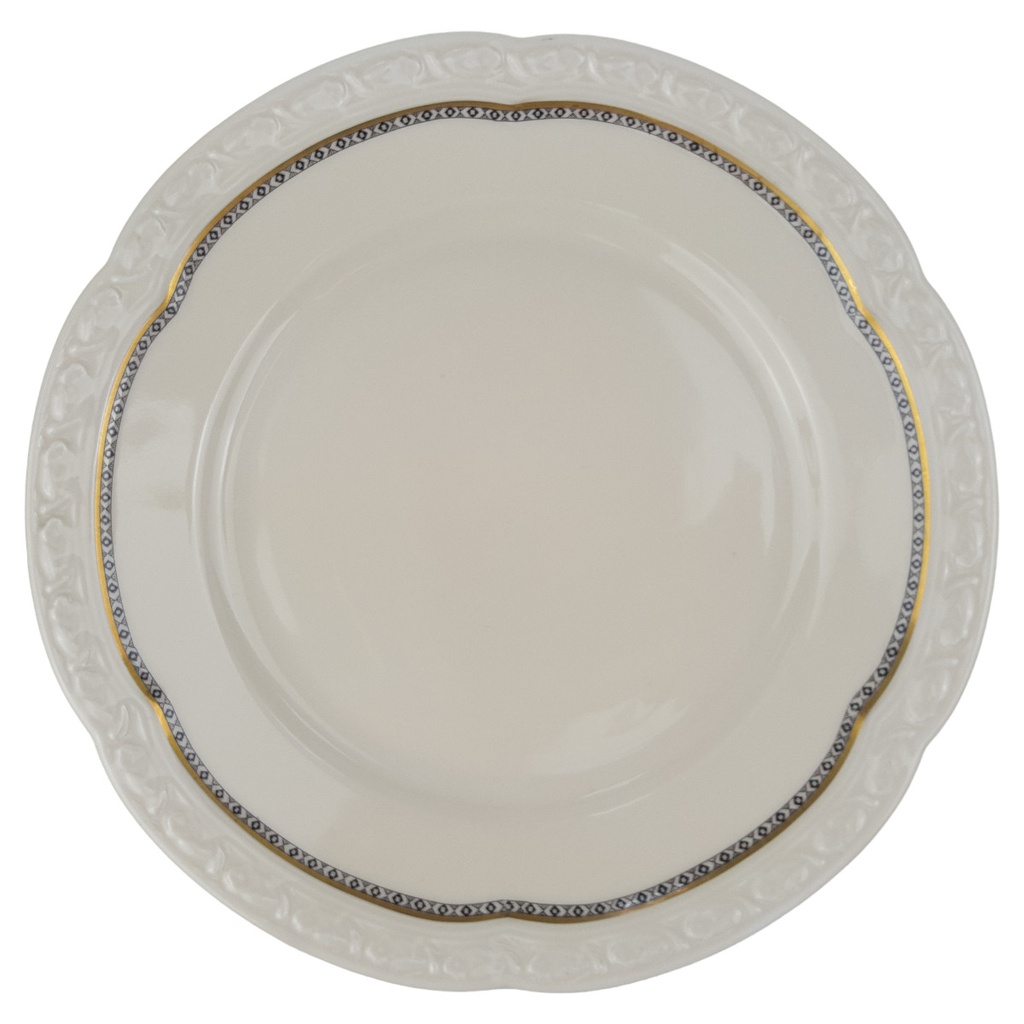 [1780757] Speiseteller 25 cm Edelstein Frauenlob Elfenbein Goldrand 6965 gebraucht - gut