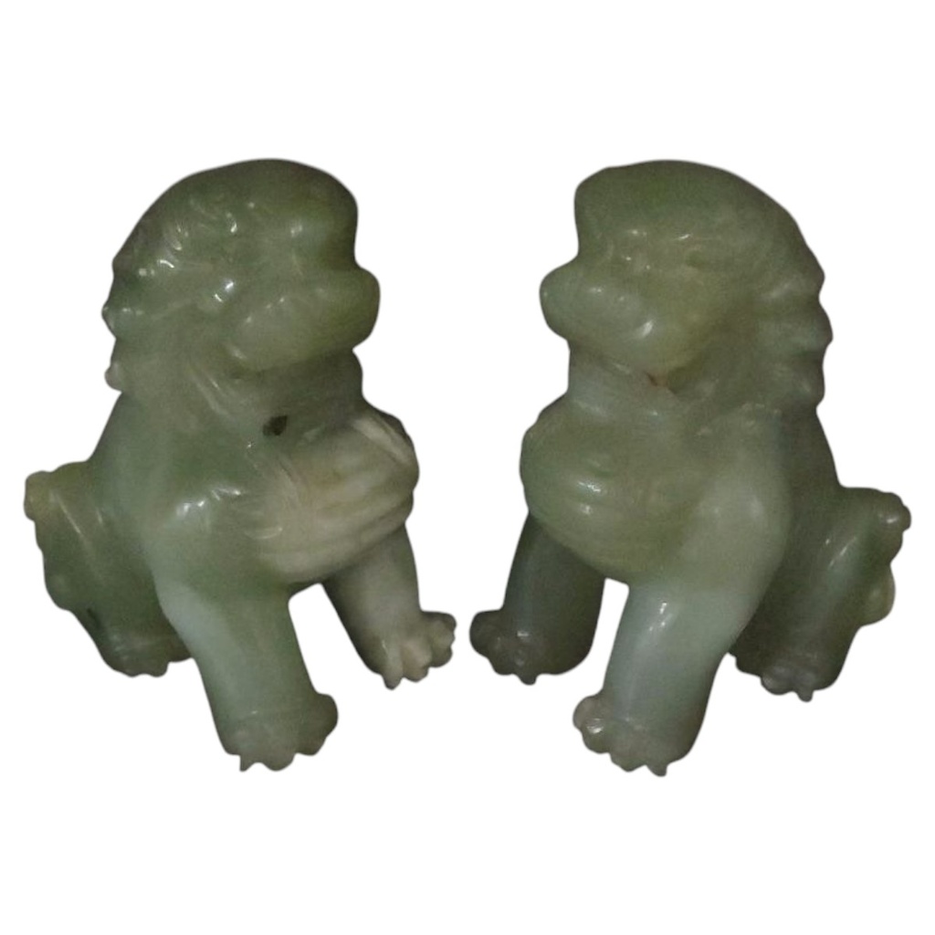 [1785165] Figur Skulptur 2er Set Jade Wächter Löwen Statuen Buchstützen schwer