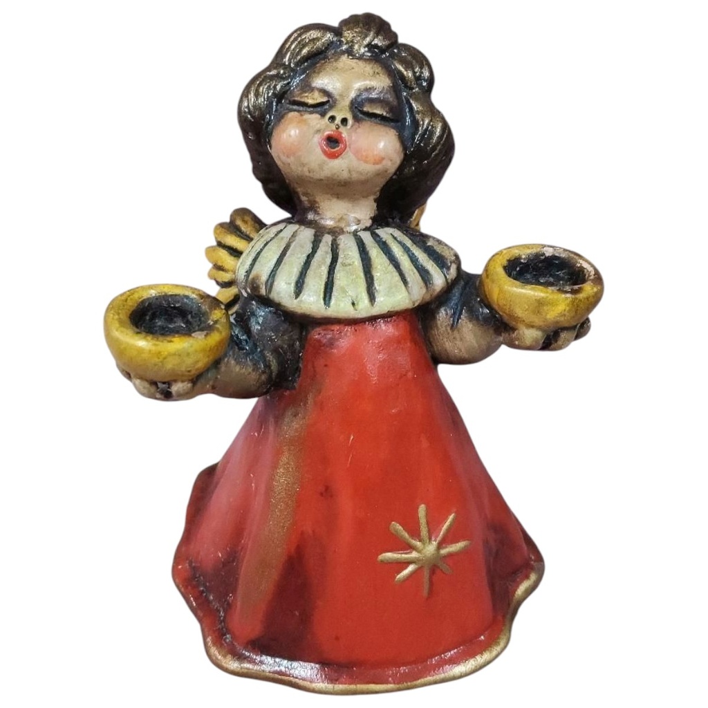 [1785216] Kerzenhalter Figur Skulptur Thun Bozener Engel Rot Gold