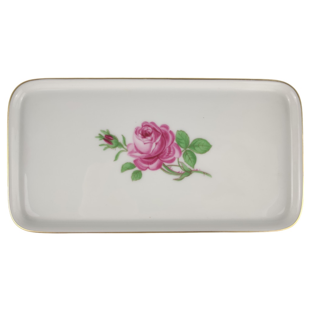 [1805949] Tablett für Milch und Zucker H 1,2 cm 19,4x10 Alt Fürstenberg Rote Rose 02171 Porzellan gebraucht-sehr gut