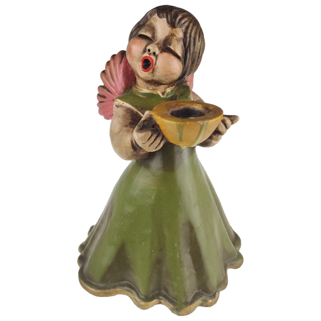 Kerzenhalter Figur Skulptur Thun Bozener Engel grün rosa gold gebraucht - gut