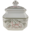 Zuckerdose H 10,9 L 9 B 7,5 Arabella Atelier Blumendekor Rosa-Grau Porzellan gebraucht-sehr gut