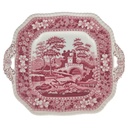 Sandwichplatte L 27,4 B 23,7 Spode Copeland Pink Tower Rot Keramik gebraucht-sehr gut