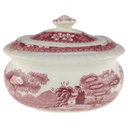 Zuckerdose L 10,5 B 8,7 Spode Copeland Pink Tower Rot Keramik gebraucht-sehr gut
