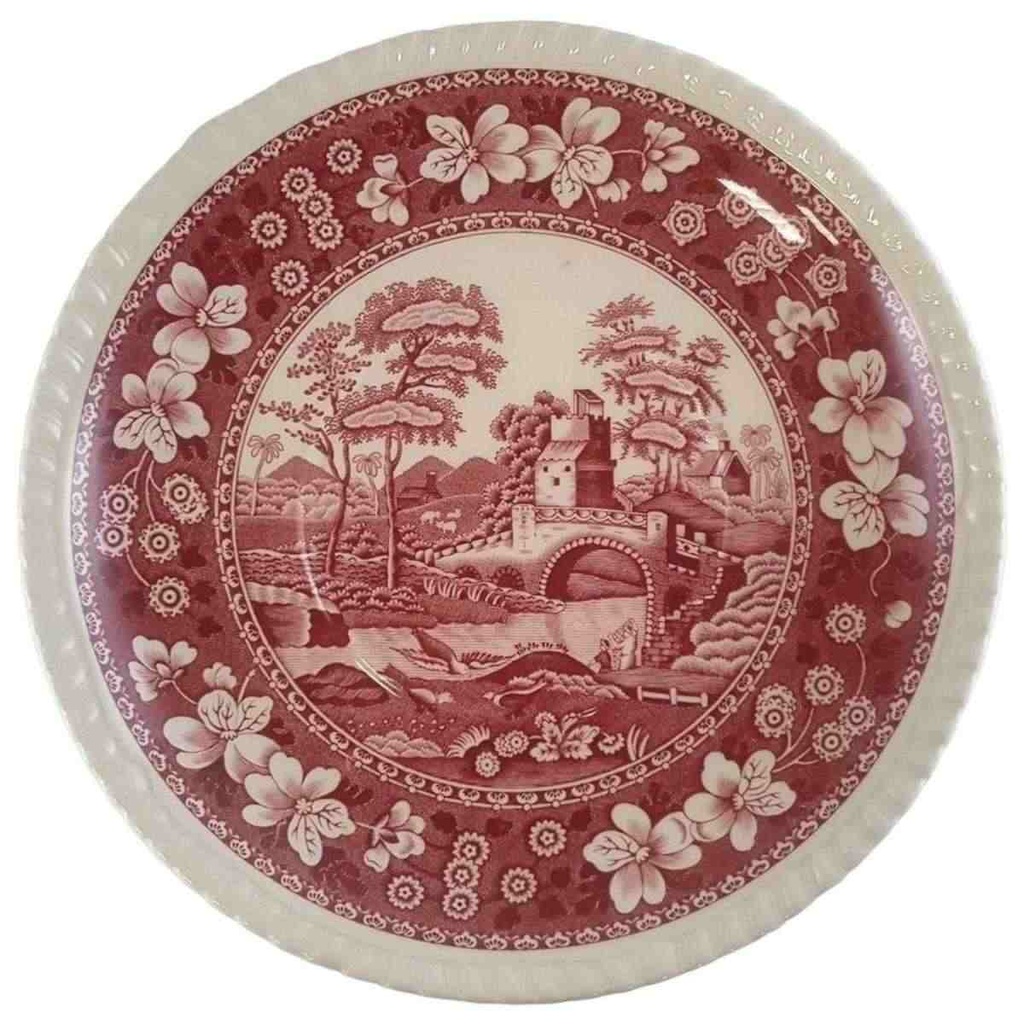 [1806068] Untertasse für Suppe L 17,9 B D Spode Copeland Pink Tower Rot Keramik gebraucht-sehr gut