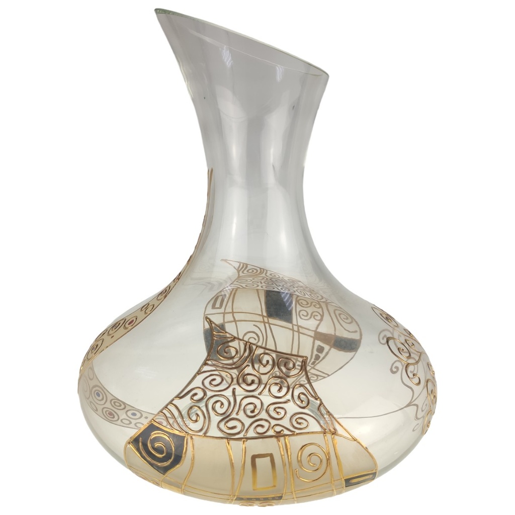 [1806074] Weinkaraffe handbemalt 2,3 L H 26 B 21 Glas gebraucht-gut