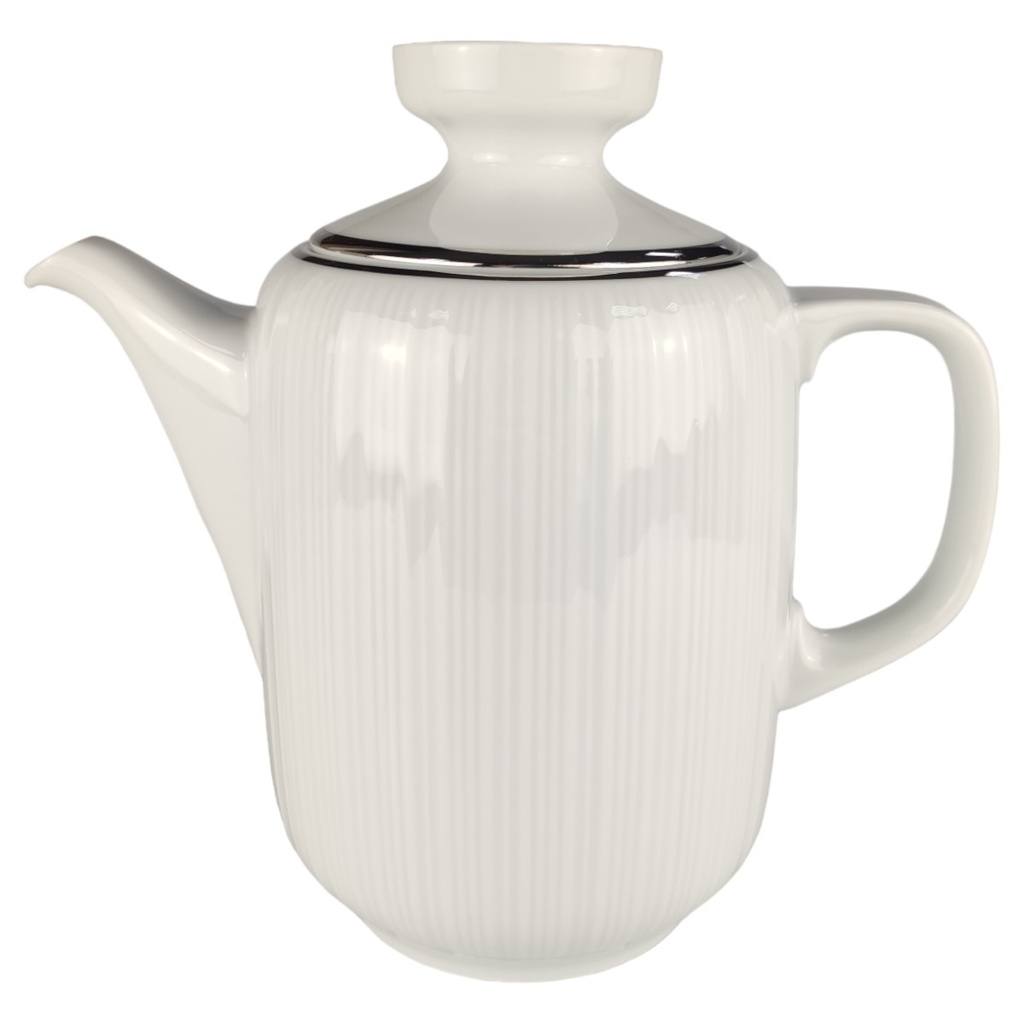 [1806084] Kaffeekanne 1,3 L H 19,5 L 21,5 B 11,5 Hutschenreuther Relief Platinrand Porzellan gebraucht-sehr gut
