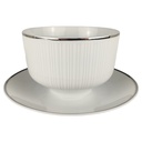 Sauciere H 8 D 16 1tlg. Hutschenreuther Relief Platinrand Porzellan gebraucht-sehr gut