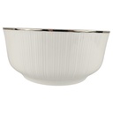 Schüssel H 9,2 D 19,7 Hutschenreuther Relief Platinrand Porzellan gebraucht-sehr gut