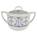 Zuckerdose H 7,8 L 13,2 B 8,3 Jaeger & Co Indisch Blau Strohblume Porzellan gebraucht-sehr gut