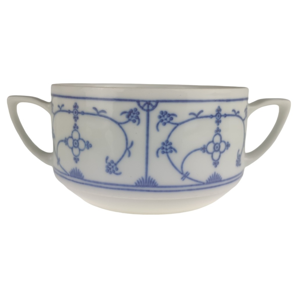 [1806169] Suppentasse H 6 L 16 B 10,7 Jaeger & Co Indisch Blau Strohblume Porzellan gebraucht-sehr gut