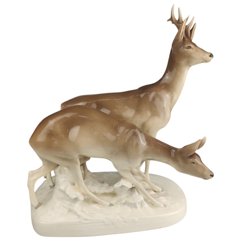 [1806237] Skulptur Royal Dux Rehe Rehpaar Rehfigur