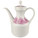 Kaffeekanne 1,15 L Hutschenreuther Petra Relief roter Blumenkranz gebraucht - sehr gut