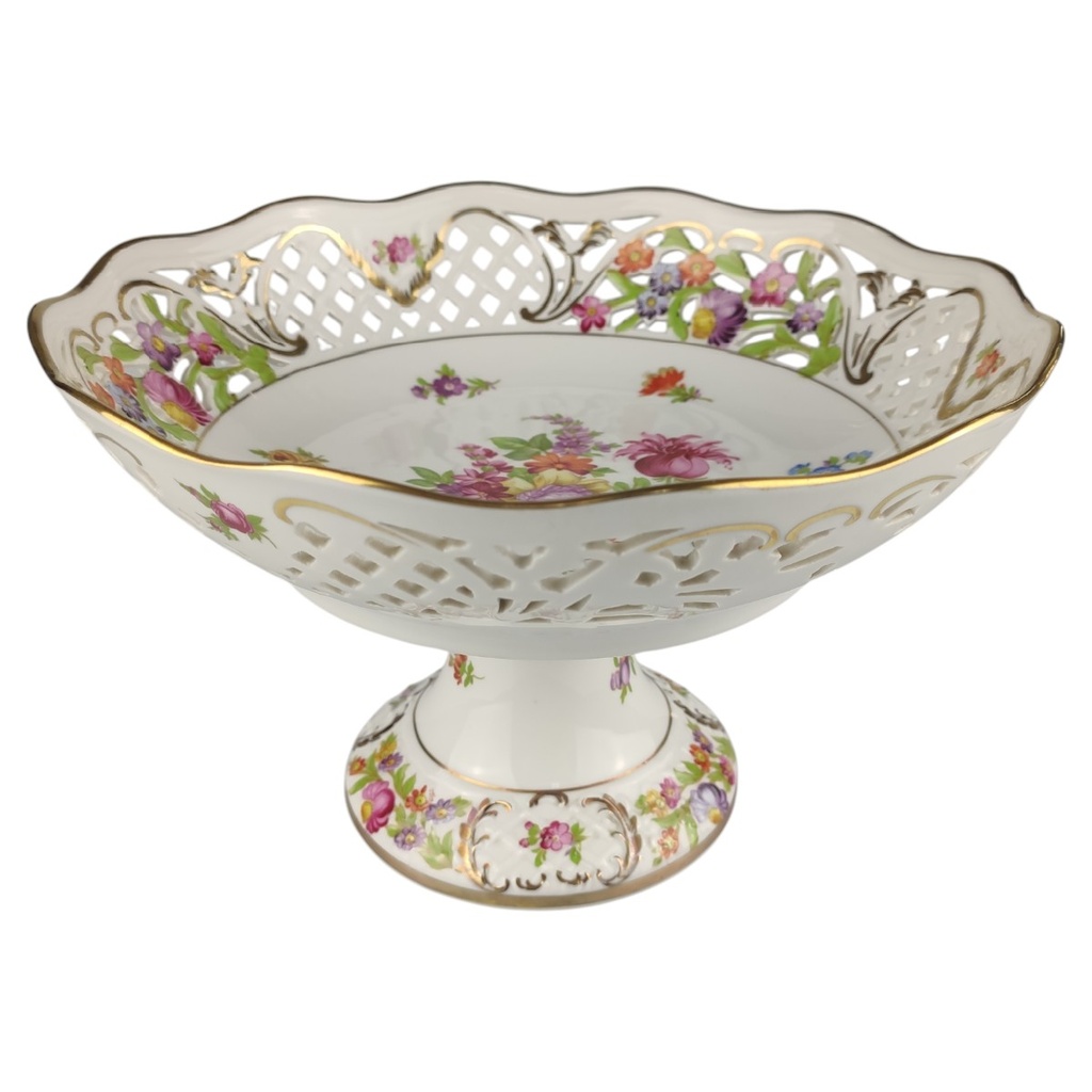 [1806283] Schale auf Fuß Durchbruchschale 23 cm Schumann Arzberg Form Dresden Dresdner Blume Empress gebraucht - sehr gut