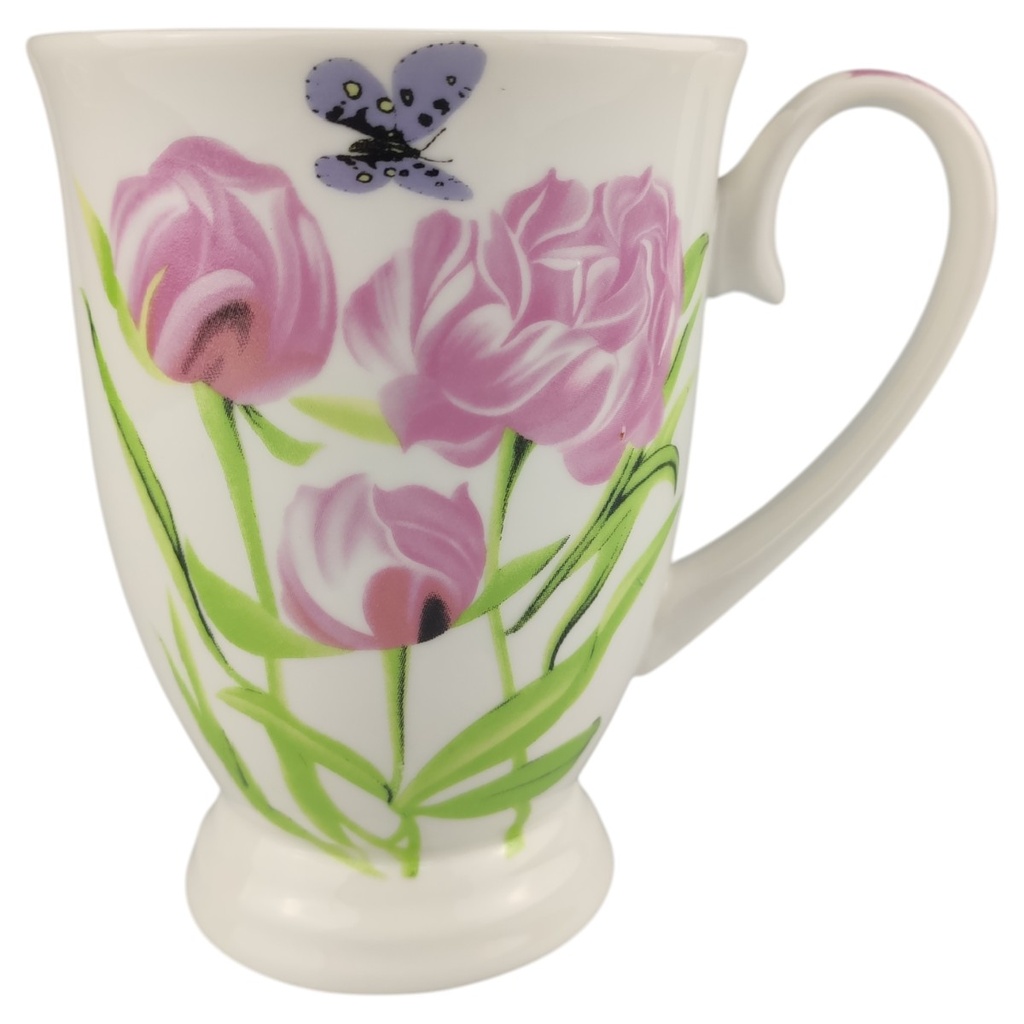 [1806378] Kakaobecher Eva d'Arley Tulpenblüten Schmetterling gebraucht - neuwertig
