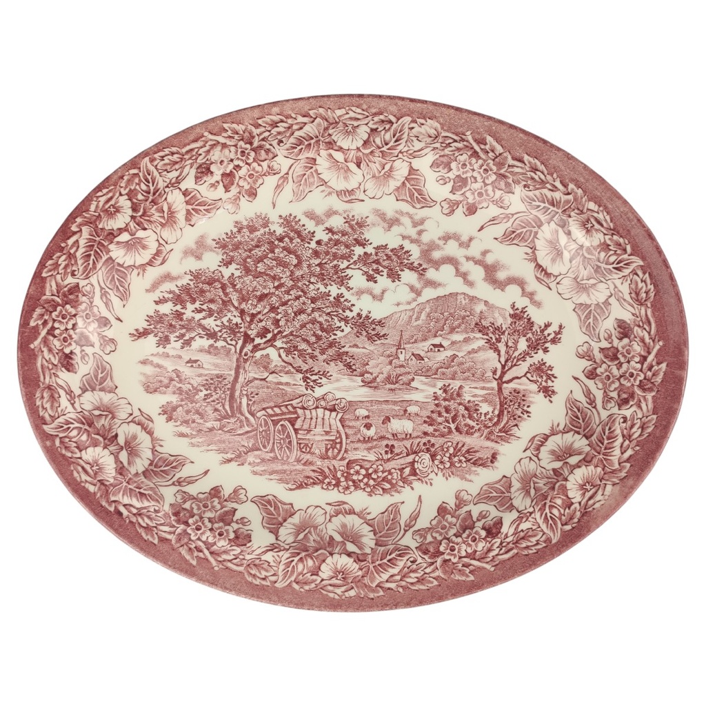 Speiseplatte 29x23 cm English Ironstone Tableware (EIT) Baumstäme auf Wagen gebraucht - sehr gut