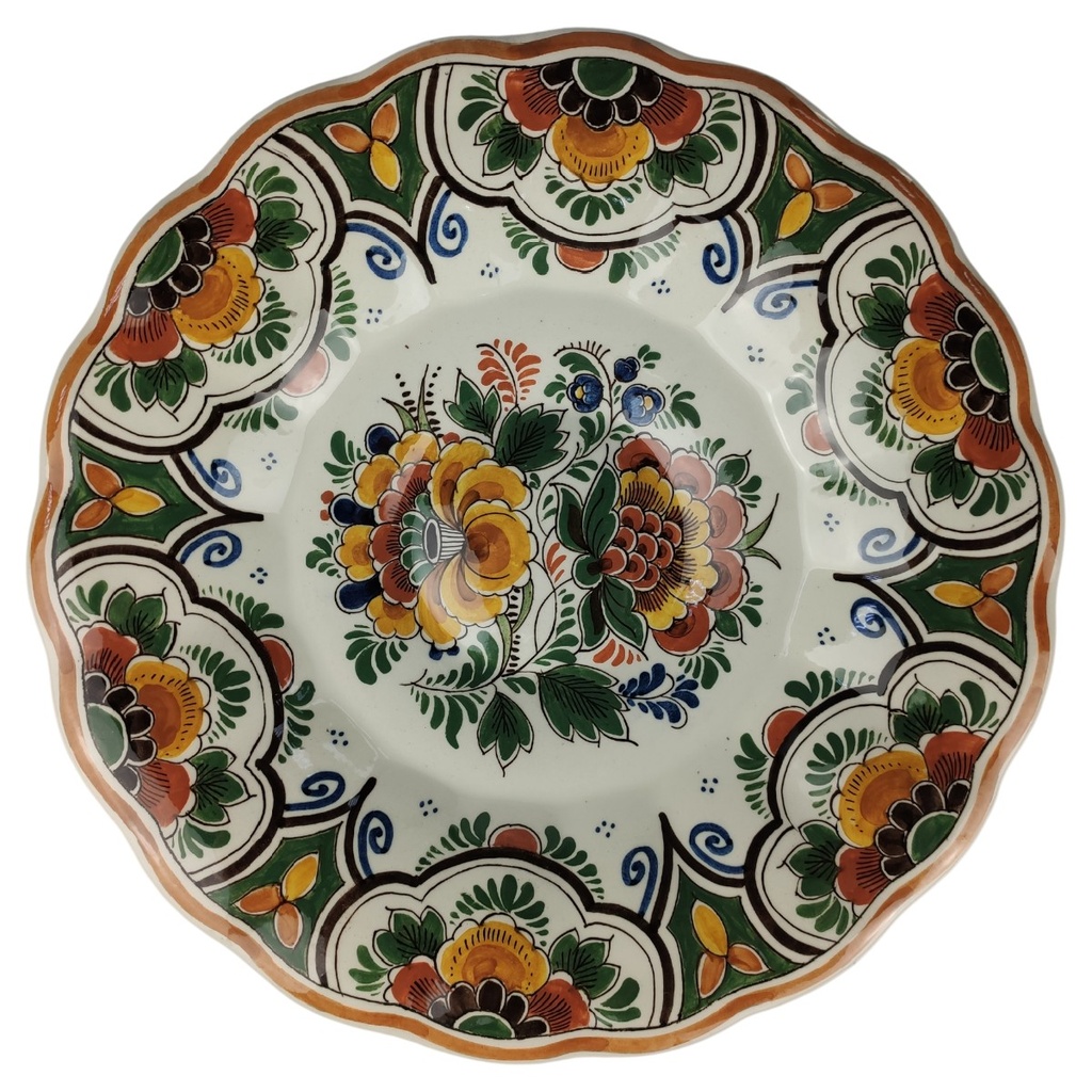 Wandteller 22,8 cm Delft polychroom Handwerk Keramik