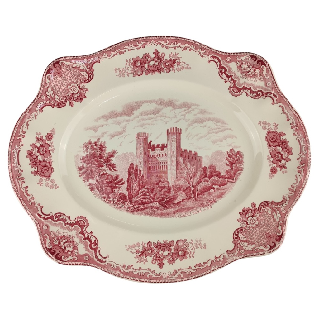 [1818034-1] Servierplatte Speiseplatte Fleischplatte Steakplatte 43,5x36 cm Johnson Bros Old Britain Castles Rot gebraucht - sehr gut
