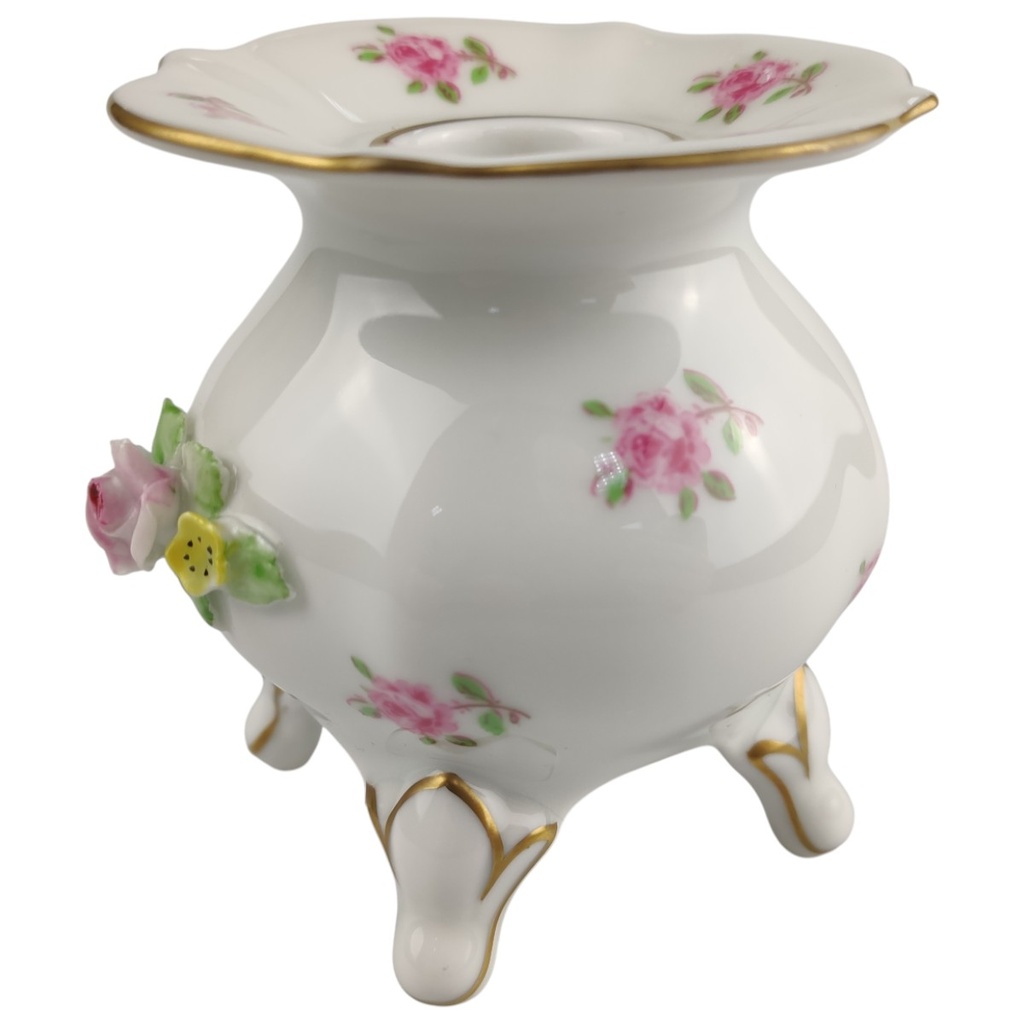 [1818158] Kerzenhalter für Stabkerzen Lindner Porzellan Blumendekor Goldrand gebraucht - sehr gut