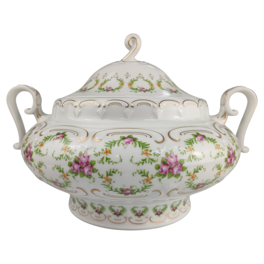 [1818196] Ragoutterrine 2,1 L Krautheim Sissy Blumendekor mit Gold gebraucht - sehr gut