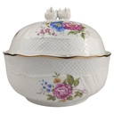 Deckeldose Goldrand Hollohaza Hungary Relief Blumendekor gebraucht - sehr gut