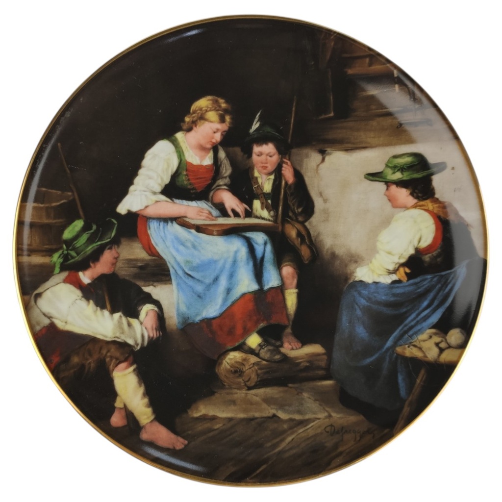 [1818389] Wandteller Lilien Porzellan Die Meisterwerke des Franz von Defregger Zitherspielerin gebraucht - neuwertig