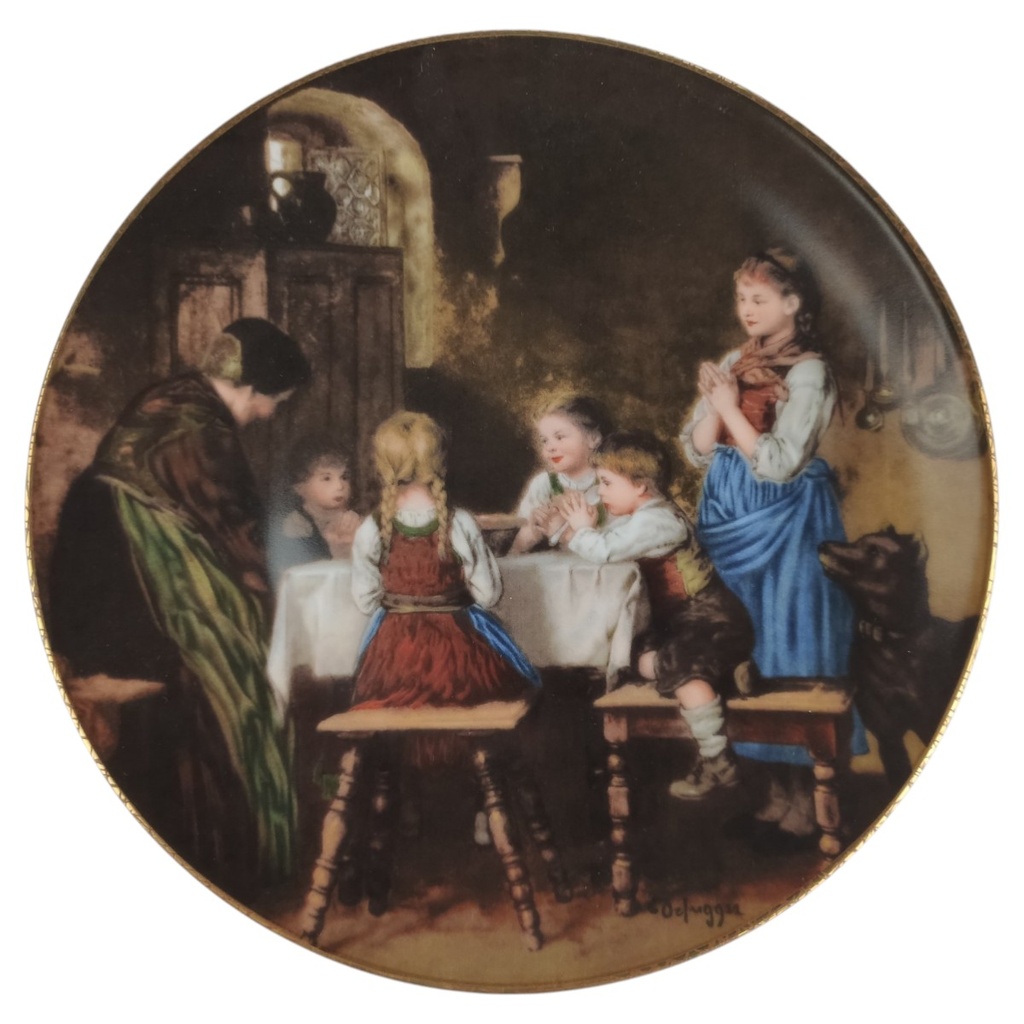 [1818995] Wandteller Bareuther Die schönsten Familienporträts Franz von Defregger Beim Abendgebet gebraucht - sehr gut