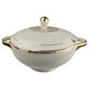 Suppenterrine 2,6 L Schaller Elfenbein Relief Golddekor Beige gebraucht - gut